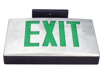 Brushed Aluminum Surface Mount Exit Sign With Green Letters UL Listed ...