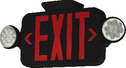 Black Exit Sign RED Letters with Lights- UL 924