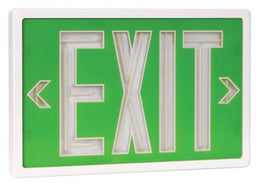 Tritium Self Luminous Exit Sign Green Face White Housing