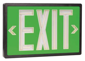 Tritium Double Face Self Luminous Exit Sign Green Face Black Housing