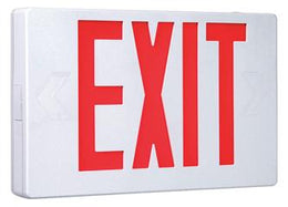 Thermoplastic Exit Sign Red LED White Housing with 90 Minute Battery - UL Listed 5 Yr Warranty 