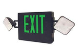 Thermoplastic Combo Exit Sign Green LED Black Housing with Battery Back-up