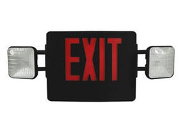 Thermoplastic Combo Exit Sign Red LED Black Housing with Battery Back-up