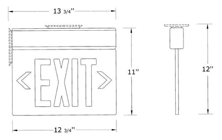 Edge Lit Surface Mount Exit Sign 