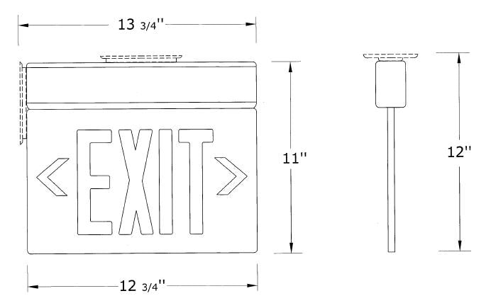 Edge Lit Surface Mount Exit Sign 