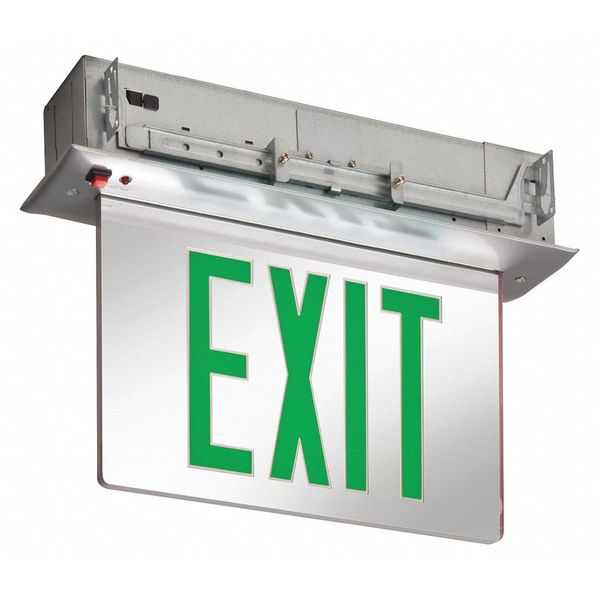 Recessed Edge Lit Exit Sign Double Face Mirrored  -Case 