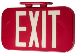 Hybrid Electric LED Red Exit Sign - Photoluminescent Back-up - UL Listed - Made In USA