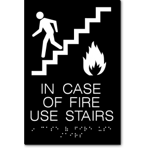 IN CASE OF FIRE USE STAIRS Sign