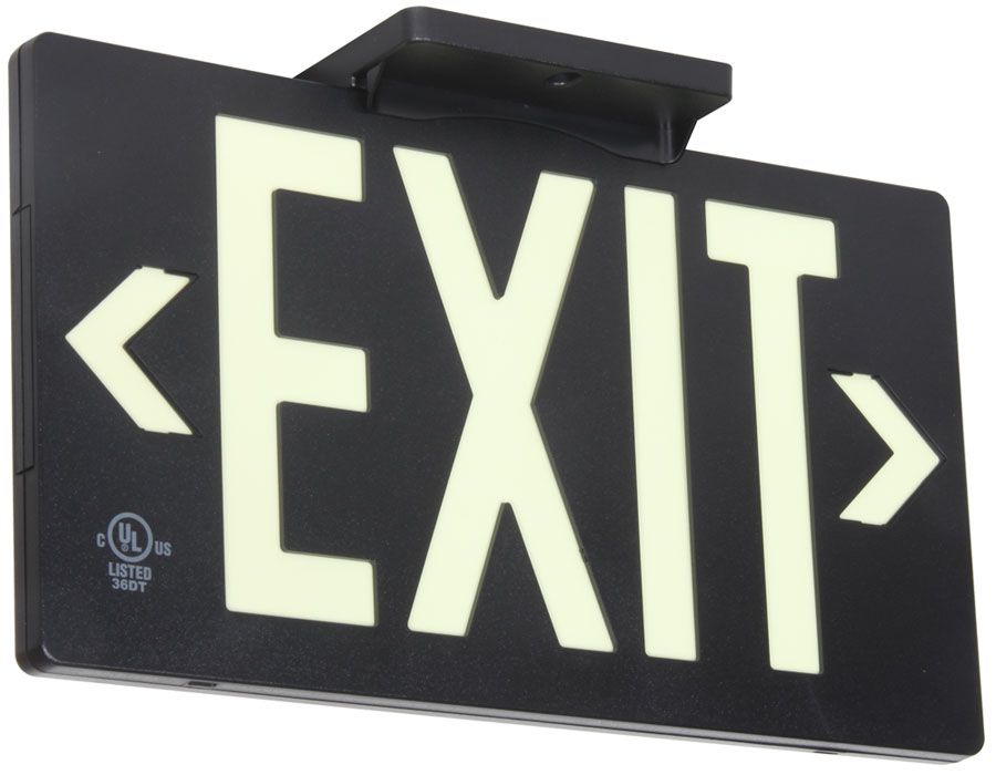 Black Wireless Glow in Dark Exit Sign 100' Viewing 