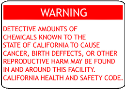 Warning Prop 65 California  Sign 10" x 7" DECAL