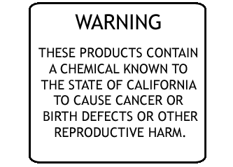 Warning Prop 65 Sign 10" x 10" Styrene