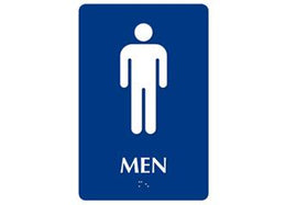 ADA Braille Restroom Sign. To Read: MEN Size: 6"W X 9"