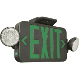 LED Combination Exit Sign With Green Letters - Round Emergency Lights - 5 Yr Warranty