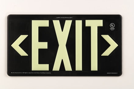Black 100' Viewing Distance Outdoor Glow in the Dark Exit Signs 