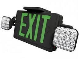 Black Exit with Green Letter and emergency Lights 