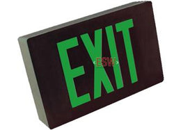 Cast Aluminum Exit Sign Green LED Black Housing With 90 minute battery 