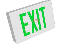 Cast Aluminum Exit Sign Green LED White Housing With Battery Backup