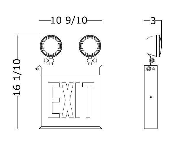 Chicago Combination Exit Sign with LED Lamps - UL Listed