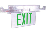 Recessed Ceiling Mounted Exit Signs Green letters aluminum trim plate 