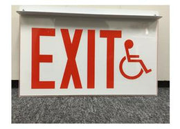 Massachusetts Edge Lit Exit Sign With Handicap ISA Static Wheelchair Symbol - 