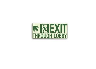 Photoluminescent Directional Sign Exit Through Lobby Up and Left
