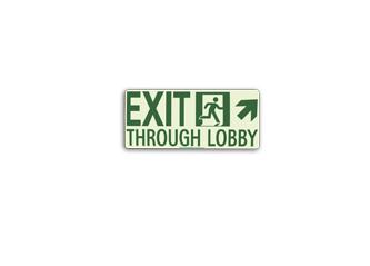 Photoluminescent Directional Sign Exit Through Lobby Up and Right