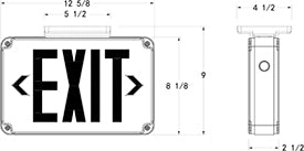 Wet Location Exit Sign with Battery - Universal Mount - UL List  5 Yr Warranty