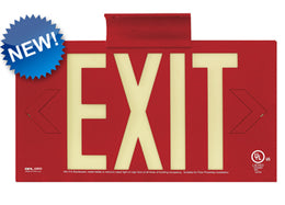 Impact Resistant Metal Photoluminescent Exit Sign UL Listed - Non Electric- Made in USA