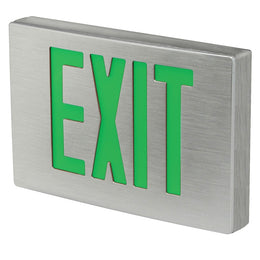 All Aluminum Exit Sign Green Letters with Battery 