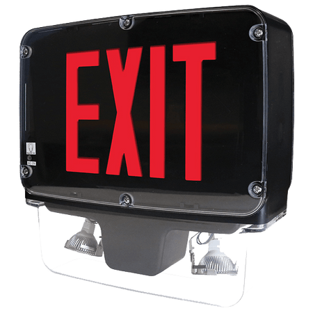 black class 1 div 2 exit sign with lights 
