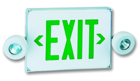 outdoor wet location green exit signs with mr 16 emergency lights 