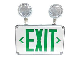 Slim Design All LED Wet Location Outdoor Exit Signs Emergency Light Combo - Green