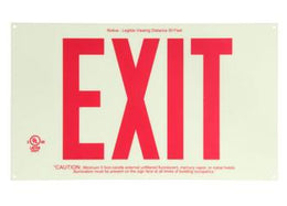 New York City Wireless Photoluminscent Exit Sign with 8" Red Letters