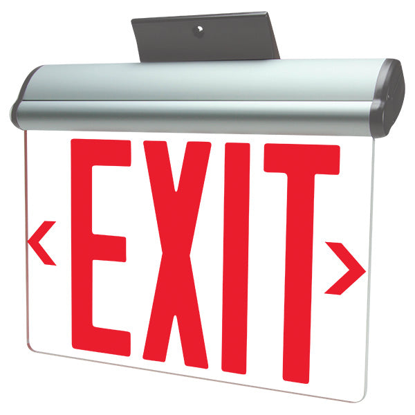 Rounded Exit Sign Angle Mount Pivoting Edge Lit Clear Panel Exit Sign – Exit Sign Warehouse