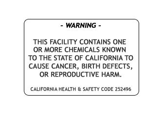 Warning Prop 65 Sign 14" x 10" (Styrene) Non Adhesive
