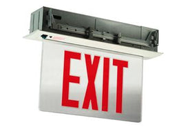 Recessed Mount LED Exit Sign, Bottom Access Panel - Arrows - Battery