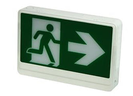 Running Man LED Exit Sign With Directional Arrows - Battery Backup - Universal Mount