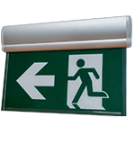 Running Man Edge Lit Exit Sign - Pivoting Panel - Battery