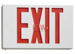 Remote Capable Thermoplastic Exit Sign Green or  Red LED White Housing with Battery Back-up