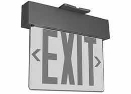 The "Trump" Universal LED Edgelit Exit Sign with brushed die cast aluminum housing, Battery Back-up