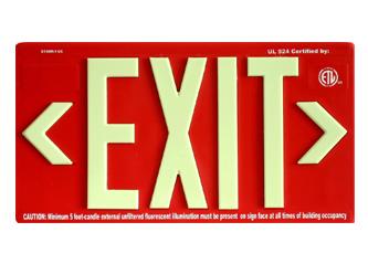 Photoluminescent 50 Foot View Distance ULTRA-GLOW Exit Sign UL Listed
