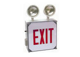 Red LED Wet Location Exit Sign With Emergency Lights -  Battery Back-up