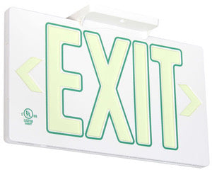 Wireless Glowing the Dark Exit Sign -White Green Letters 