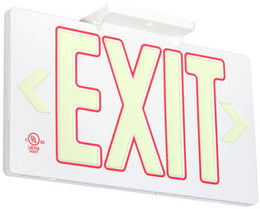 Wireless Exit Sign Red Letter White Housing -  Non Electric 