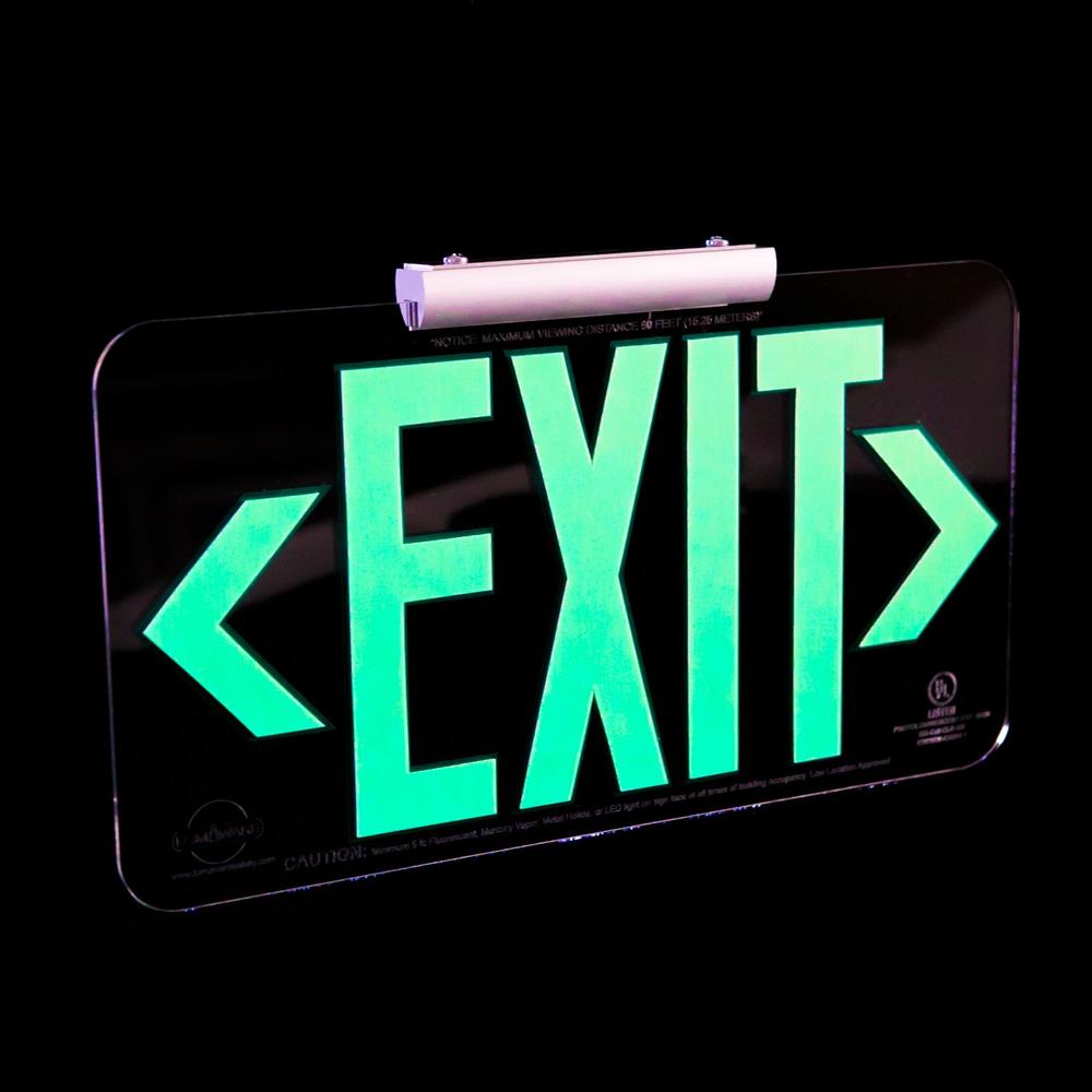Clear Photoluminscent Emergency Exit Sign - Wireless - UL924 Listed ...