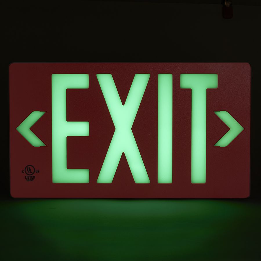 Indoor Wireless 100' Viewing Glow in the Dark Exit Sign - UL Listed